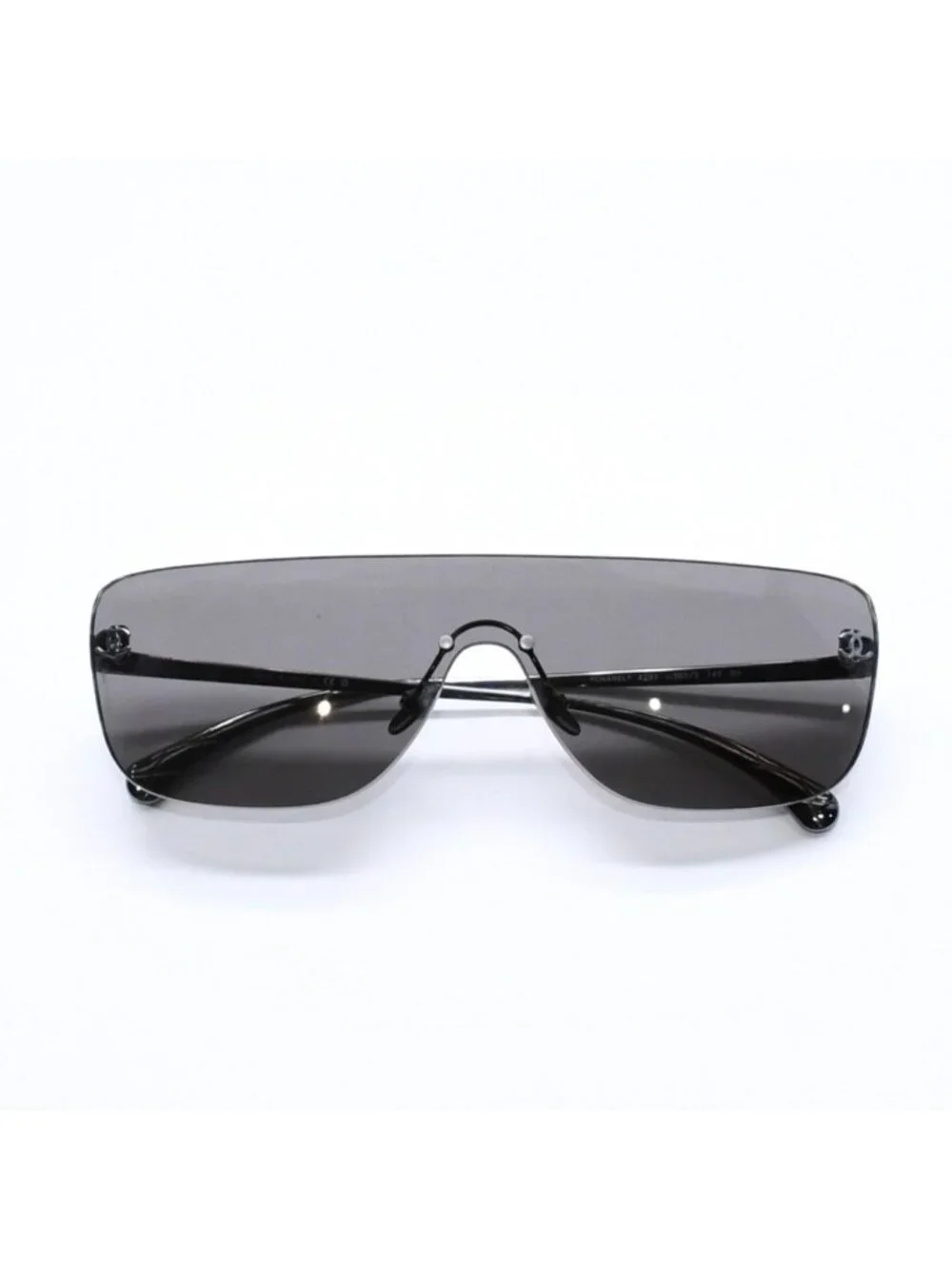 Chanel Shield Shape Sunglasses CC Logo Acetate Black Eyewear